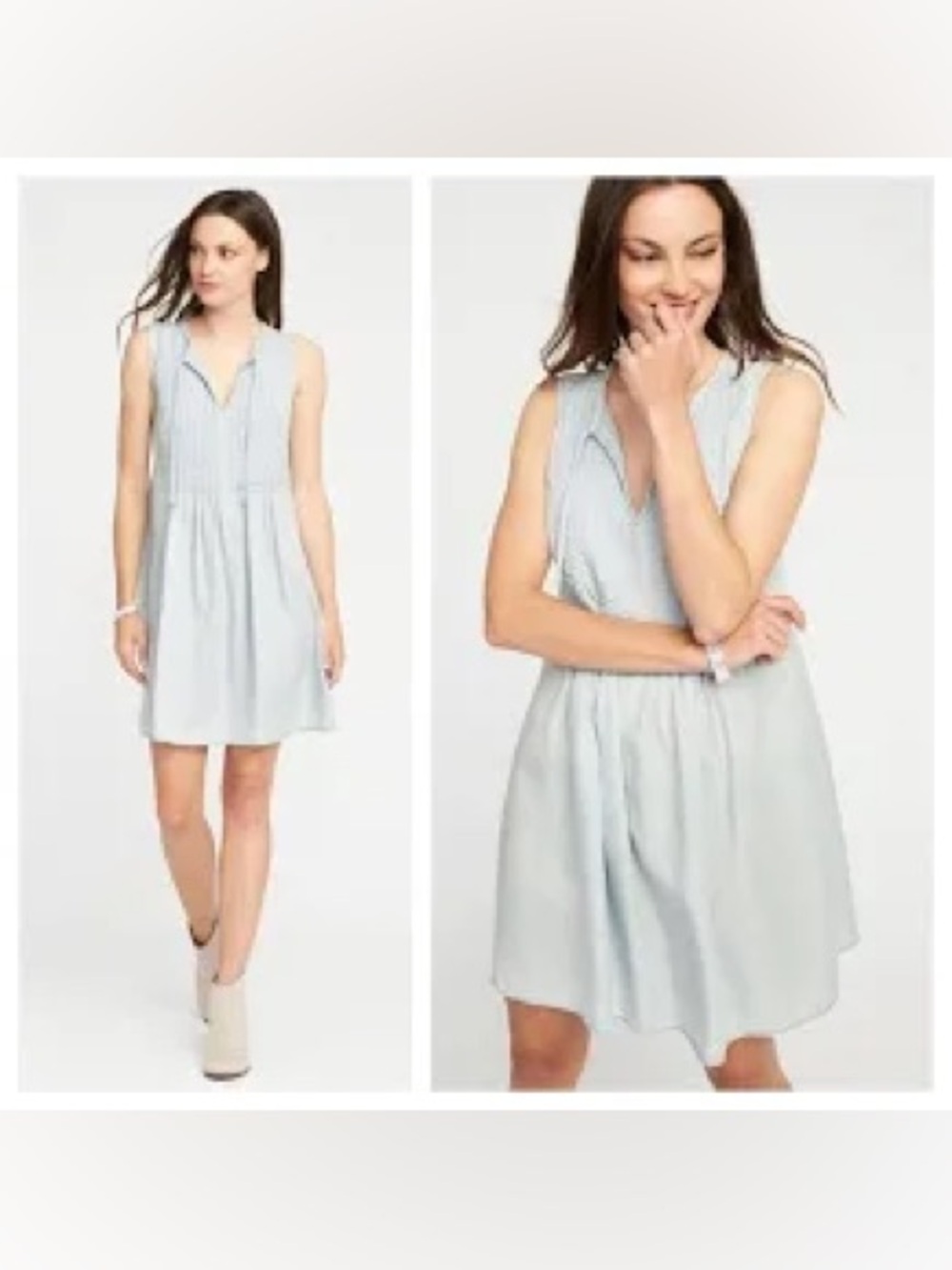 Old Navy Chanbray Light Blue Sleeveless Shirt Dress